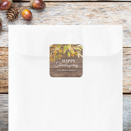 Happy Thanksgiving Rustic Quadratischer Aufkleber