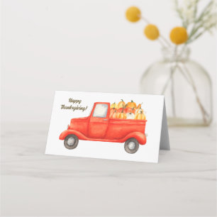 Happy Thanksgiving Rustic Truck Fall Harvest Platzkarte