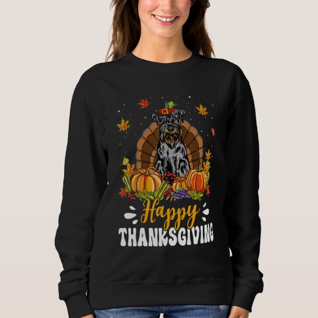 Happy Thanksgiving Schnauzer Dog Turkey Pumpkin Sweatshirt (Vorderseite)