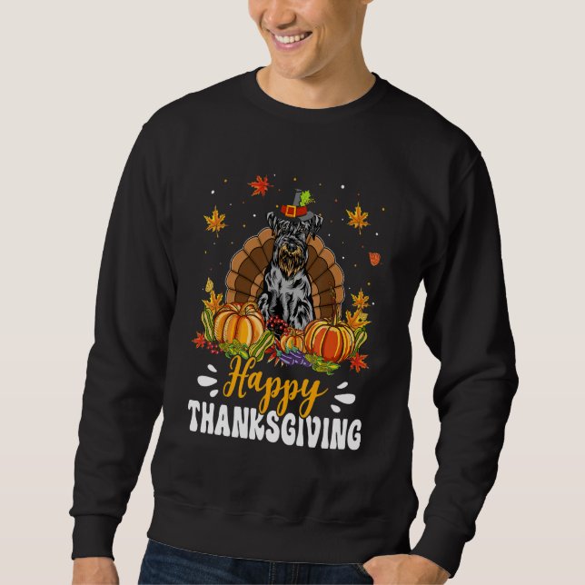 Happy Thanksgiving Schnauzer Dog Turkey Pumpkin Sweatshirt (Vorderseite)