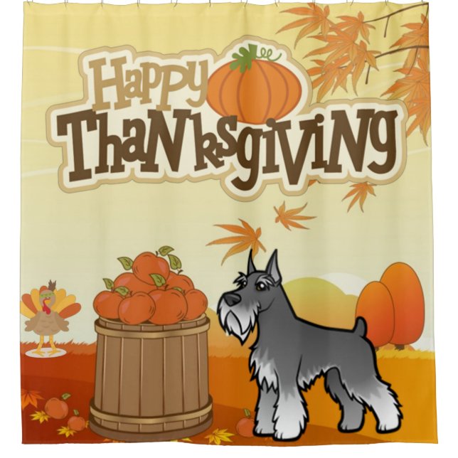 Happy Thanksgiving Schnauzer Duschvorhang (Vorderseite)