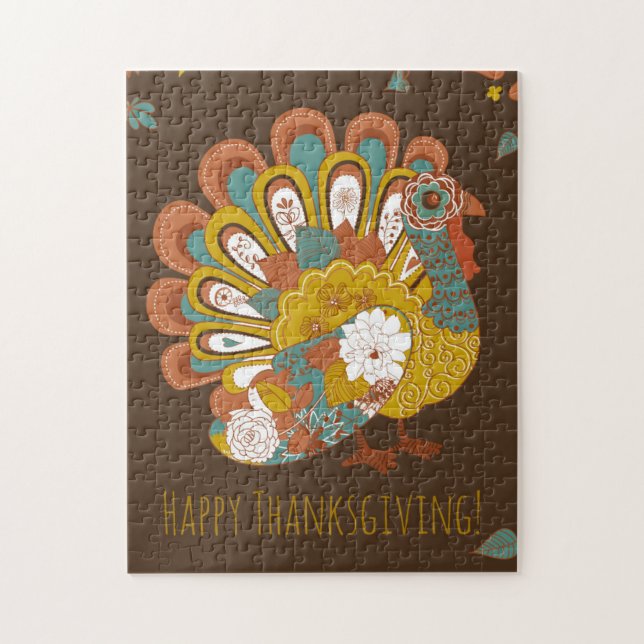Happy Thanksgiving Schöne Türkei Card Puzzle (Vertikal)