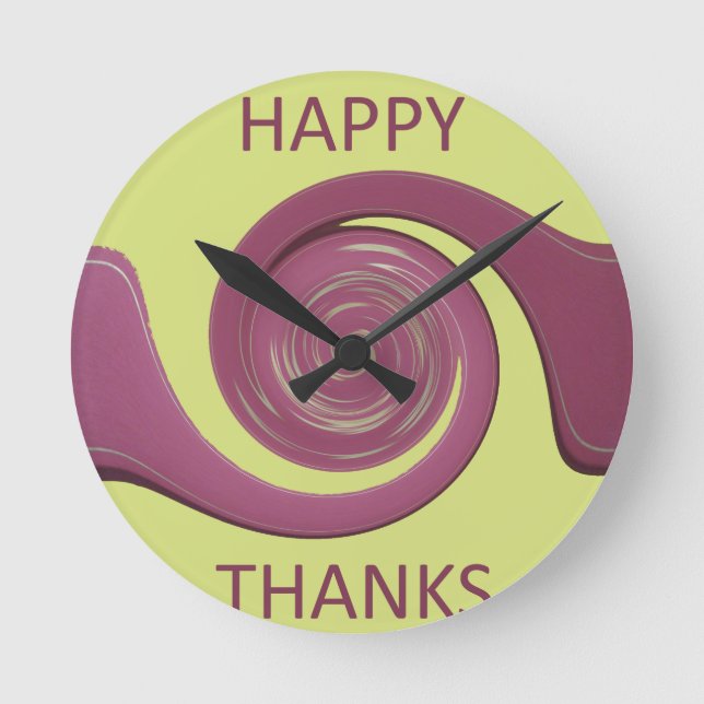 Happy Thanksgiving Schönes Phantastisches Textkuns Runde Wanduhr (Vorderseite)