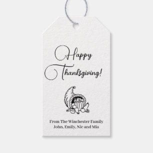 Happy Thanksgiving Schwarz-weiße Herbsternte Brauc Geschenkanhänger