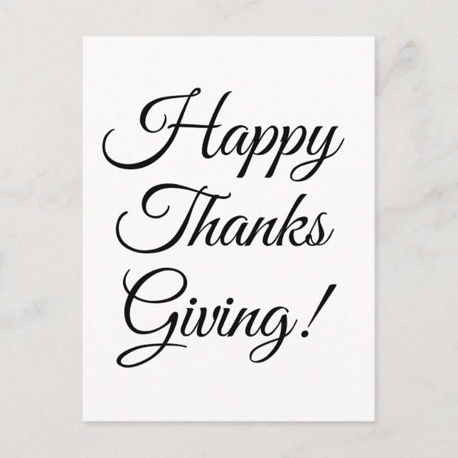 Happy Thanksgiving schwarze benutzerdefinierte Skr Feiertagspostkarte (Vorderseite)
