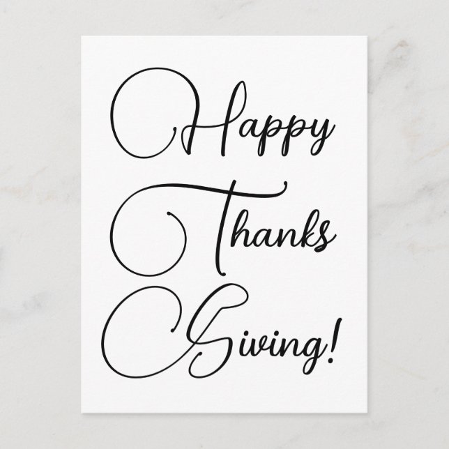 Happy Thanksgiving schwarze benutzerdefinierte Skr Postkarte (Vorderseite)