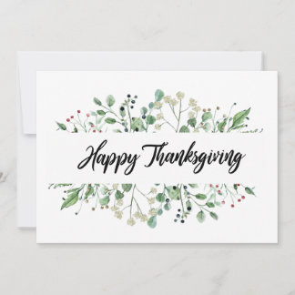 "Happy Thanksgiving" schwarzer Buchstabe botanisch Feiertagskarte