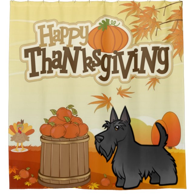 Happy Thanksgiving Scottish Terrier Duschvorhang (Vorderseite)