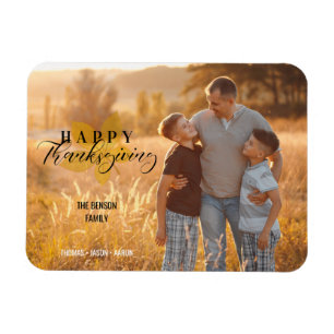 Happy Thanksgiving Script-Blätter Family Foto Magnet