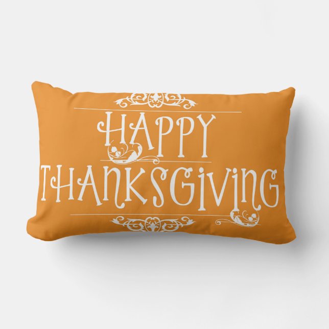 Happy Thanksgiving Script Orange Lendenkissen (Vorderseite)
