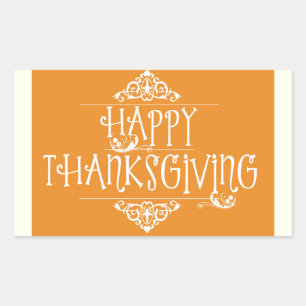 Happy Thanksgiving Script Orange Rechteckiger Aufkleber