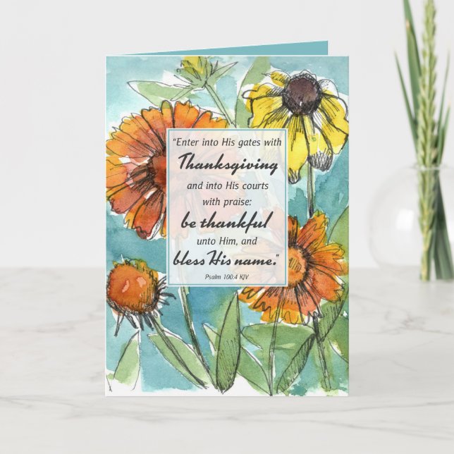 Happy Thanksgiving Scripture Psalm Fall Blume Karte (Vorderseite)