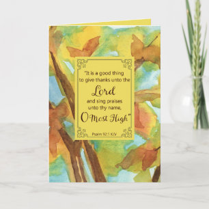 Happy Thanksgiving Scripture Psalm Herbstlaub Karte