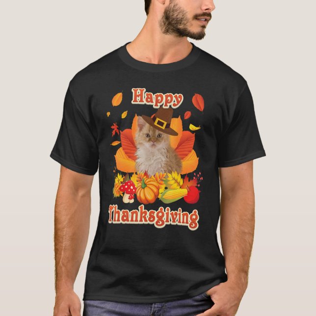 Happy Thanksgiving Selkirk Rex Cat I'm Thankful Fo T-Shirt (Vorderseite)