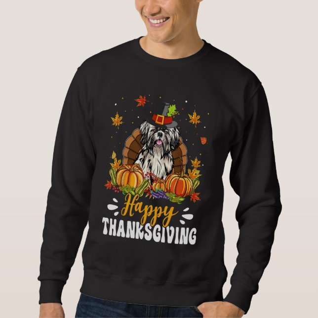 Happy Thanksgiving Shih Tzu Dog Turkey Pumpkin Sweatshirt (Vorderseite)