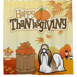 Happy Thanksgiving Shih Tzu Duschvorhang