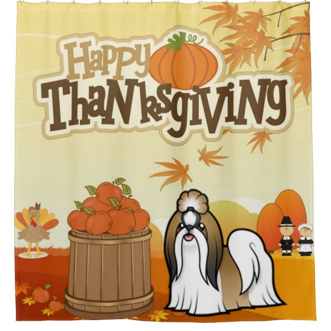 Happy Thanksgiving Shih Tzu Duschvorhang (Vorderseite)
