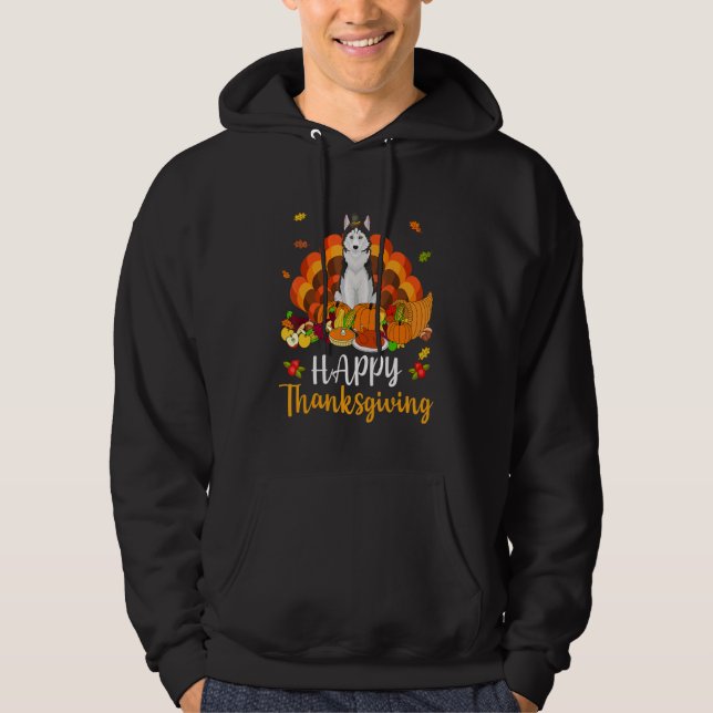 Happy Thanksgiving Siberian Husky Dog Turkey Pet   Hoodie (Vorderseite)