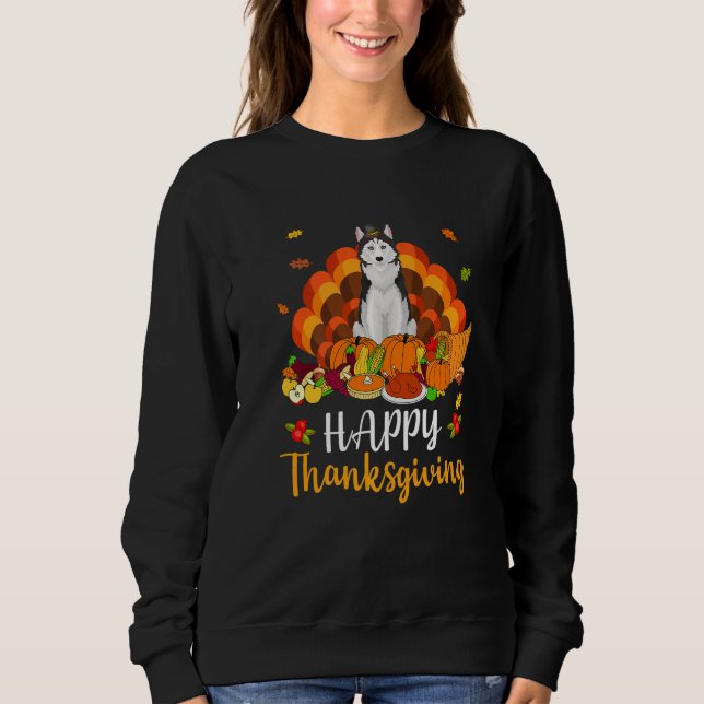 Happy Thanksgiving Siberian Husky Dog Turkey Pet Sweatshirt (Vorderseite)