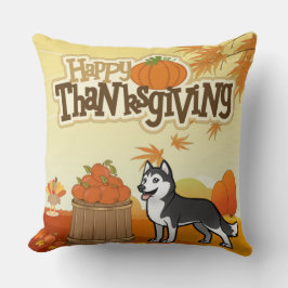 Happy Thanksgiving Siberian Husky Kissen