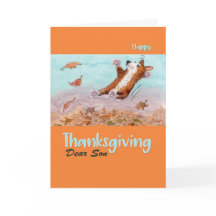 Happy Thanksgiving Son, Corgi Hund im Herbst