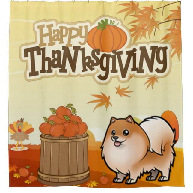Happy Thanksgiving Spitz Duschvorhang (Vorderseite)