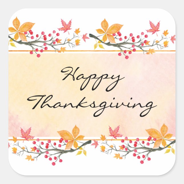 Happy Thanksgiving Square Sticker 3 inch (Vorderseite)