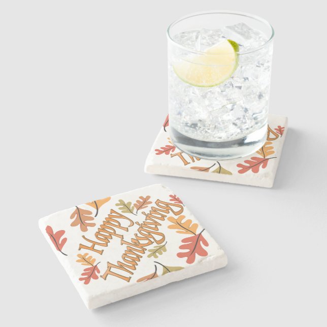 Happy Thanksgiving Steinuntersetzer (Seitenansicht)