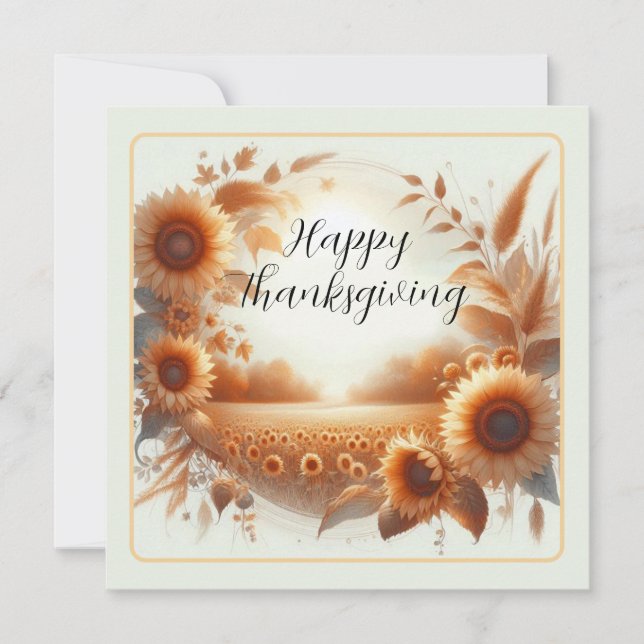Happy Thanksgiving Sunblumen Karte (Vorderseite)
