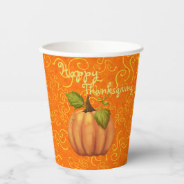 Happy Thanksgiving Swirl Orange Yellow Pappbecher