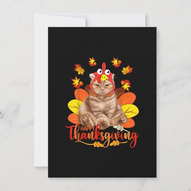 Happy Thanksgiving T-Shirt Katze Türkei Weihnachts Einladung (Vorderseite)