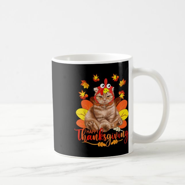 Happy Thanksgiving T-Shirt Katze Türkei Weihnachts Kaffeetasse (Rechts)