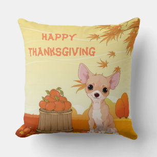 Happy Thanksgiving Tan Chihuahua Kissen