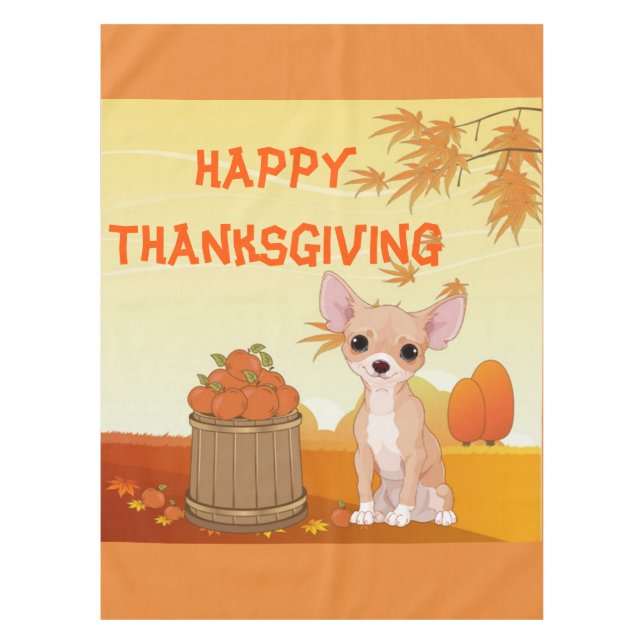 Happy Thanksgiving Tan Chihuahua Tischdecke (Vorderseite)