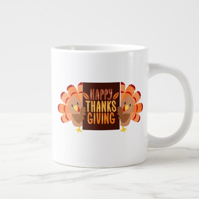 Happy Thanksgiving-Tasse Jumbo-Tasse (Rechts)