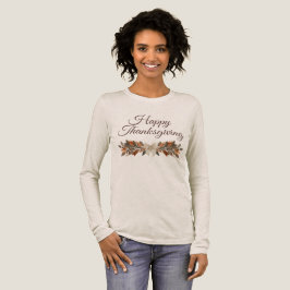 “Happy Thanksgiving” Taupe Leaf Long-Sleeve Shirt
