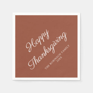 Happy Thanksgiving Terracotta Serviette