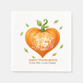 Happy Thanksgiving Thankful Heart Pumpkin Serviette