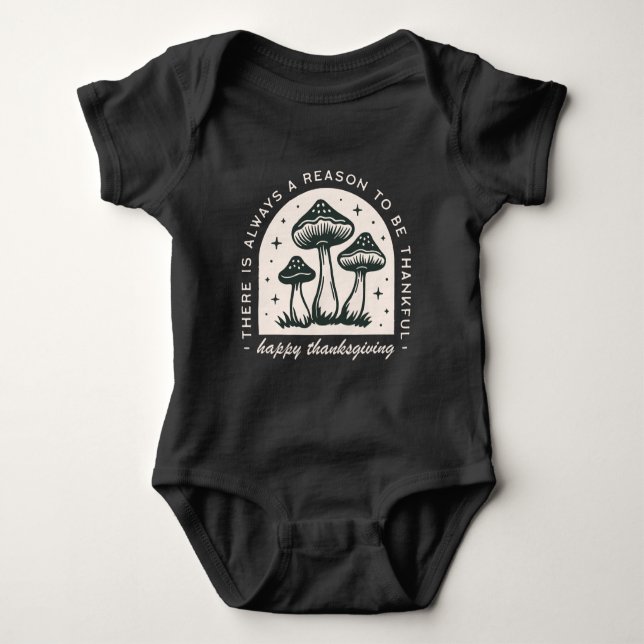 Happy Thanksgiving thankful quotes forest mushroom Baby Strampler (Vorderseite)
