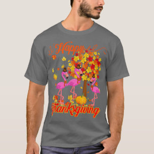 Happy Thanksgiving Three Funny Flamingos Wear H T-Shirt