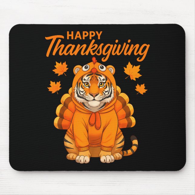 Happy Thanksgiving Tiger Women Boys Girls Kids Out Mousepad (Vorne)