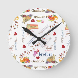 Happy Thanksgiving Time Clock Runde Wanduhr