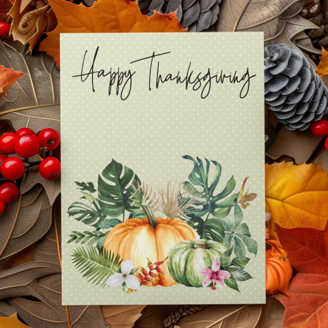 Happy Thanksgiving Tropical Pumpkin Postkarte (Von Creator hochgeladen)