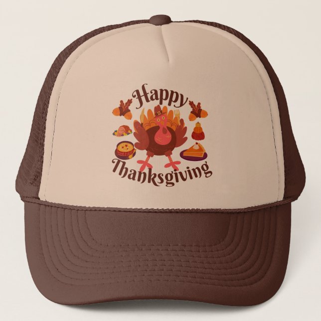 Happy Thanksgiving Truckerkappe (Vorderseite)