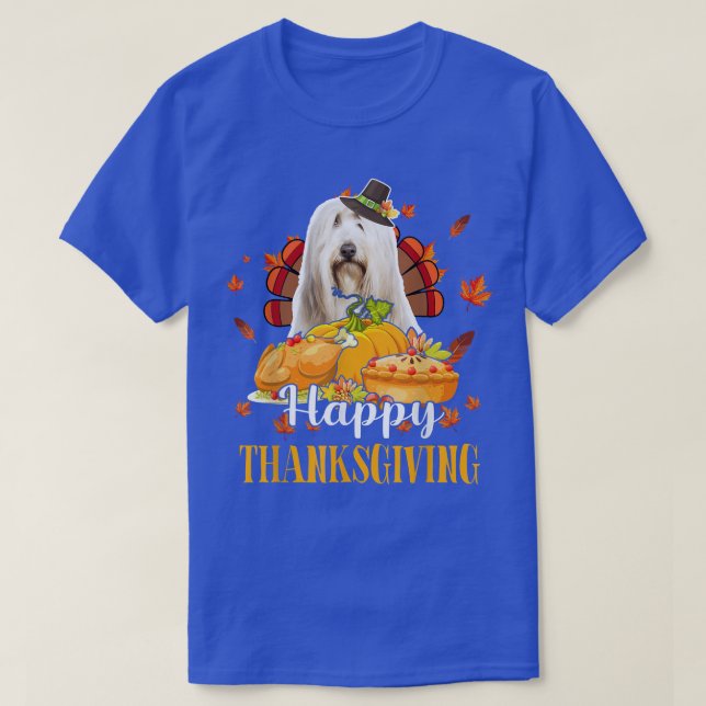 Happy Thanksgiving Türkei Barted Collie Fall Pump T-Shirt (Design vorne)