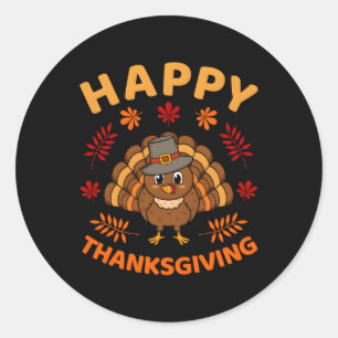 Happy Thanksgiving Türkei Familie Runder Aufkleber