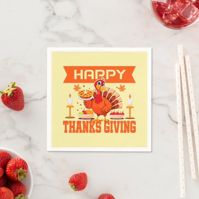 Happy Thanksgiving Türkei mit Pie Small Serviette (Beispiel)