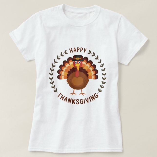 Happy Thanksgiving Türkei T - Shirt (Design vorne)