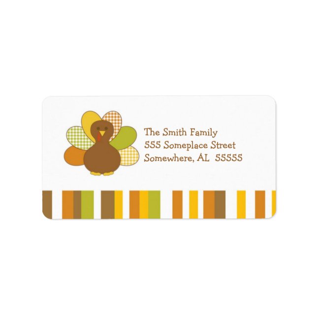 Happy Thanksgiving Turkey Address Labels Adressaufkleber (Vorne)