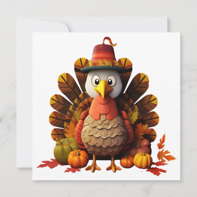 Happy Thanksgiving Turkey Card Feiertagskarte (Vorderseite)